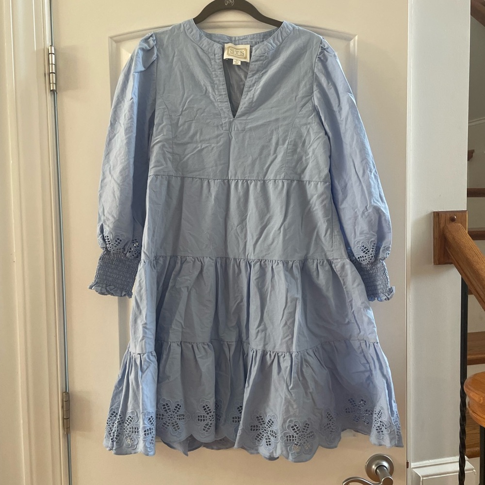 NWOT Sail to Sable Light Blue Dress with Eyelet Trim